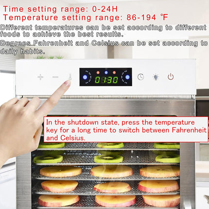 Food Dehydrator 18 Stainless Steel Trays, Food Dryer Machine for Beef Jerky, Mea