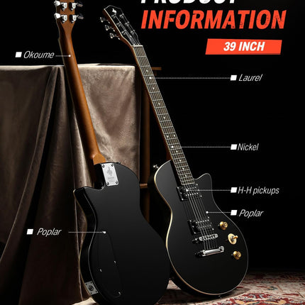 Donner DSC-128 Electric Guitar Kit 39" – Full Size H-H Pickups Solid Body Beginn