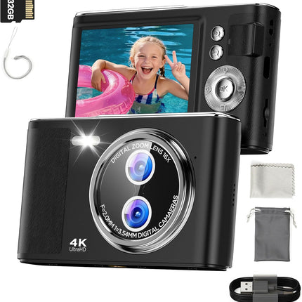 32GB Digital Camera Compact 48MP Autofocus 16X Digital Zoom Photo Camera: 2.8 In