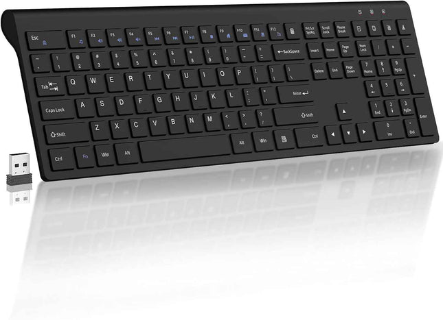 Wireless Keyboard, 2.4G USB Slim Silent Cordless Keyboard for Windows Chrome Lap