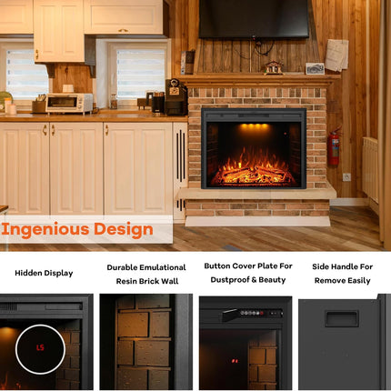 Dreamflame 30 inch Wide Electric Fireplace Inserts, Wall Fireplace Electric with