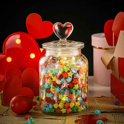 WHJY Set of 2 Airtight Glass Jars Decorative Jars, 22oz Jar of Hearts Cute Cooki
