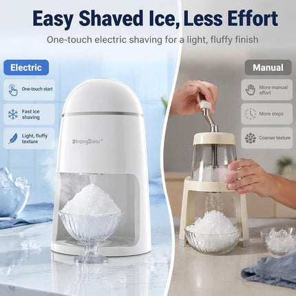 StrongBear Snow Cone Shaved Ice Machine, Electric Ice Shaver Slushie Machine, Sn
