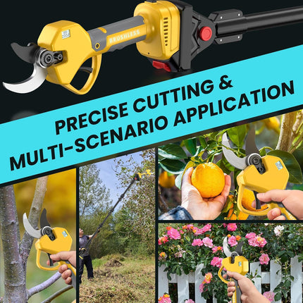 MuatCtarom 2-in-1 Cordless Electric Pruning Shears & 8 ft Pole Pruner, 1000W Brushless with 2 Batteries