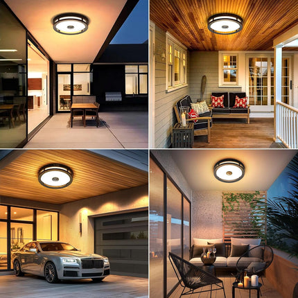 Outdoor Motion Sensor Flush Mount Ceiling Light, LED Outdoor Light Fixture 2 Pac