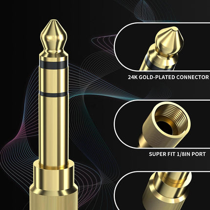 bestune 6.35mm (1/4 Inch) Male to 3.5mm (1/8 Inch) Female Audio Adapter Gold Pla