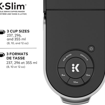 Keurig K-Slim Single Serve K-Cup Pod Coffee Maker with MultiStream Technology, 46 oz Reservoir & 3 Cup Sizes