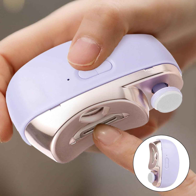 WHITE Automatic Electric Nail Clipper with Polishing,USB Rechargeable Safety Fin
