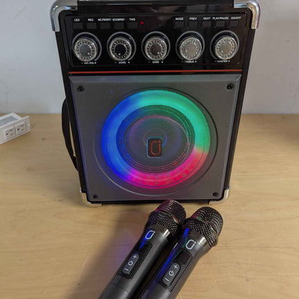 (No remote) Karaoke Machine, Portable Bluetooth Karaoke Speaker with 2 Wireless