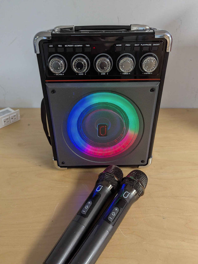 (No remote) Karaoke Machine, Portable Bluetooth Karaoke Speaker with 2 Wireless