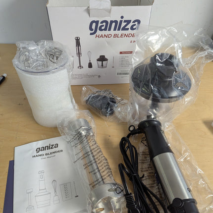 Ganiza Immersion Blender 5 in 1 Hand Blender 800W Heavy Duty Motor, 15 Speed and
