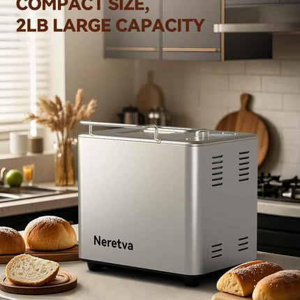 Neretva 20-IN-1 Bread Maker, Dual Heater 2LB Bread Machine Stainless Steel Bread