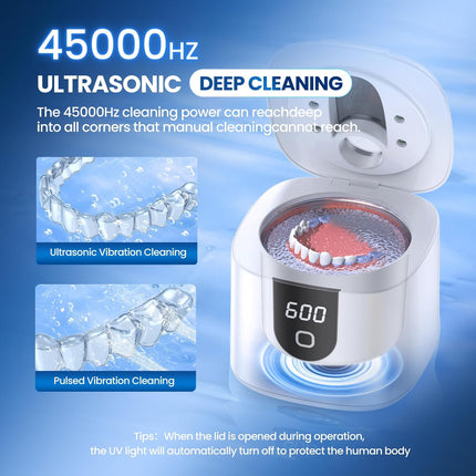 Ultrasonic Retainer Cleaner Machine, Upgraded 45kHz Ultrasonic Cleaner for Mouth