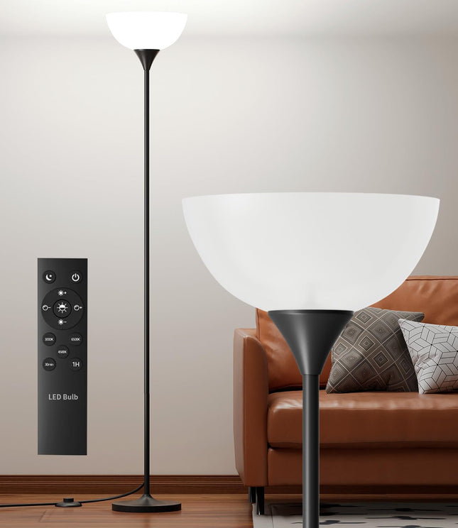 Luckystyle Torchiere Floor Lamp,1200LM Super Bright Dimmable Standing Lamp with