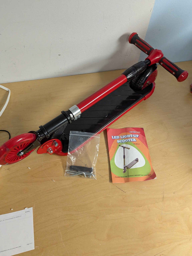 hoverstar kick scooter for kids, led light up wheels and pedal, 3 adjustable hei