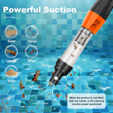 YSMJ 1814 3-in-1 Cordless Rechargeable Pool Vacuum, Lightweight Handheld Cleaner for Above Ground Pools & Spas