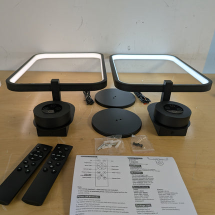 Rechargeable Square LED Wall Lights, Set of 2 Black Cordless Sconces with Remote, USB Charging & Dimming