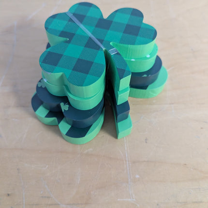St. Patrick's Day Wooden Shamrock Decorations Set of 4, Irish Clover Table Ornam