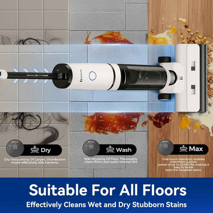 Redroad Wet Dry Vacuum Cleaner,22000Pa Cordless Mop Vacuum All In One with Self-