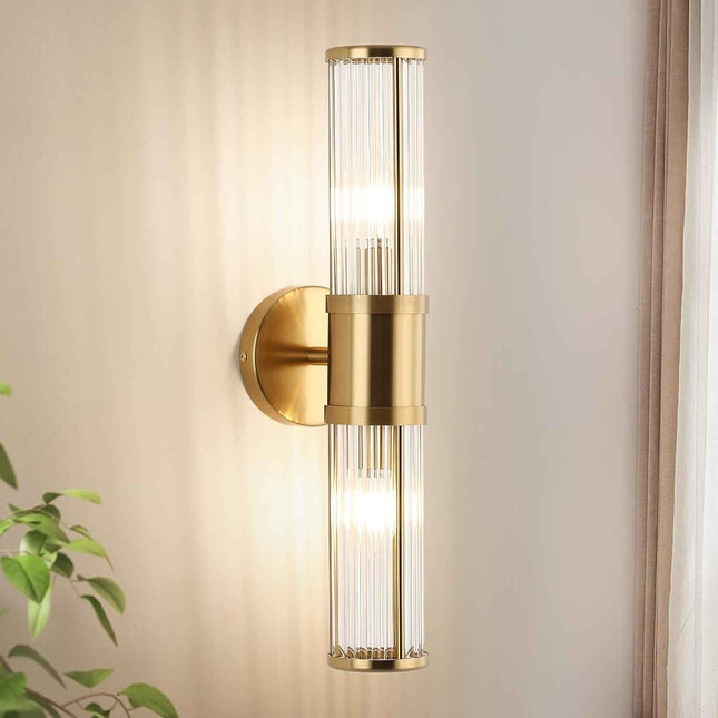 ECOBRT Glass Wall Light Fixture Indoor Antique Brass Bathroom Vanity Lights Besi