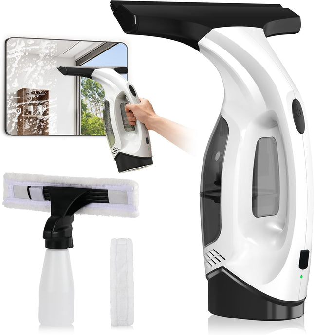 ZRHI Window Vacuum Squeegee Cordless, 2000Pa Electric Window Cleaner Tool with 2