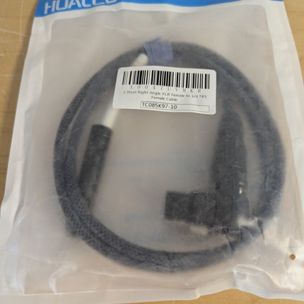 HUALEU 3.3Feet Right Angle XLR Female to 1/4 TRS Female Cable,6.35mm TRS 1/4 to