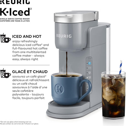 Keurig K-Iced Single Serve K-Cup Pod Coffee Maker with Brew Over Ice Button, 42 oz Removable Reservoir, 3 Sizes, Grey