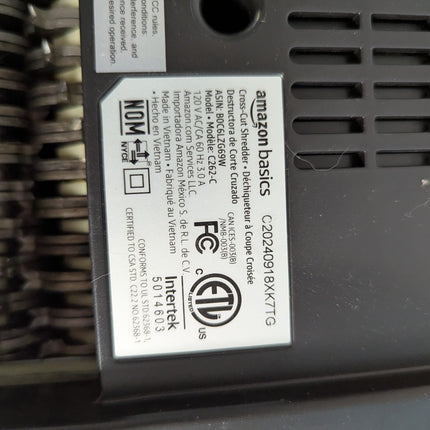 NO BIN Amazon Basics 12-Sheet Cross-Cut Paper Shredder and Credit Card Shredder