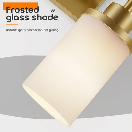 AONEON Wall Light Fixtures 4-Light Over Mirror, Gold Vanity Lights with White Fr