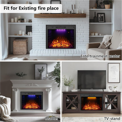 Dreamflame 30 inch Wide Electric Fireplace Inserts, Wall Fireplace Electric with