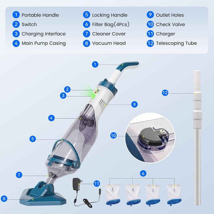 Enhulk Pool Vacuum for Above Ground Pool with Powerful Suction up to 18.5 gallon