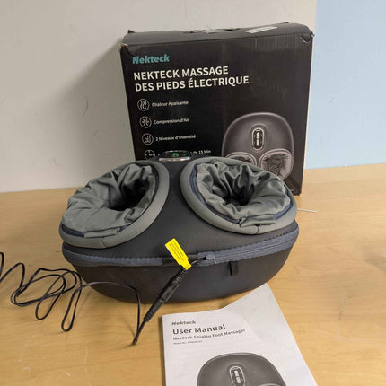Nekteck Shiatsu Foot Massager Machine with Soothing Heat, Deep Kneading with air Compression, Improve Blood Circulation and Foot Wellness, Relax for Home or Office Use (Gray)