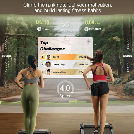 UREVO 2-in-1 Under Desk Walking Pad Treadmill, 4 MPH with 2.5 HP 40 dB Quiet Motor, App Control and 265 lb Capacity