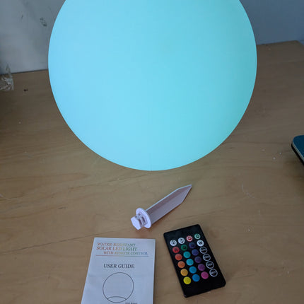 12 Inch Solar Garden Globe Light with Remote, RGB Color Changing, Outdoor