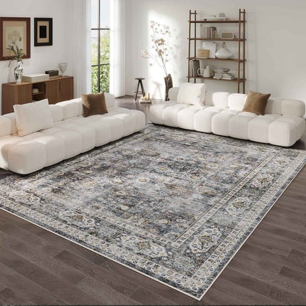 Rugcomf 8x10 Rug Washable Boho Rug Soft Large Area Rug Non-Slip Non-Shedding Fau