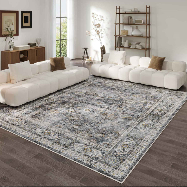 Rugcomf 8x10 Rug Washable Boho Rug Soft Large Area Rug Non-Slip Non-Shedding Fau