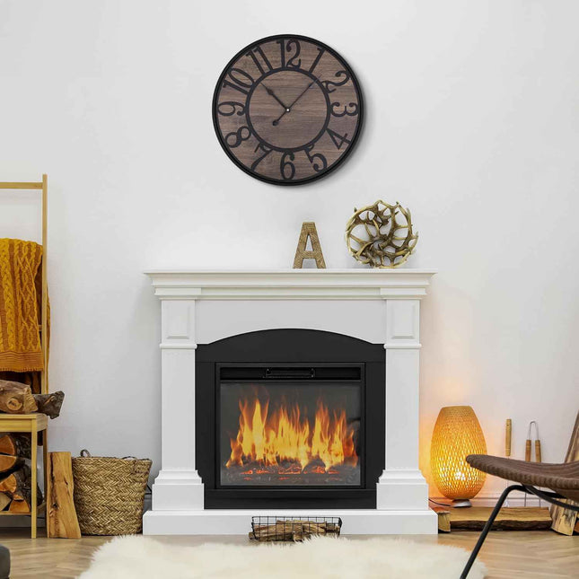 LEIKE Large Wall Clock,Silent,Non Ticking,Battery Operated Round Modern Big Wood