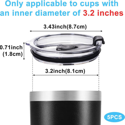 HINZIC 5 Pack Replacement Lids for 20 oz Tumbler, Black | Travel Spill Proof Res