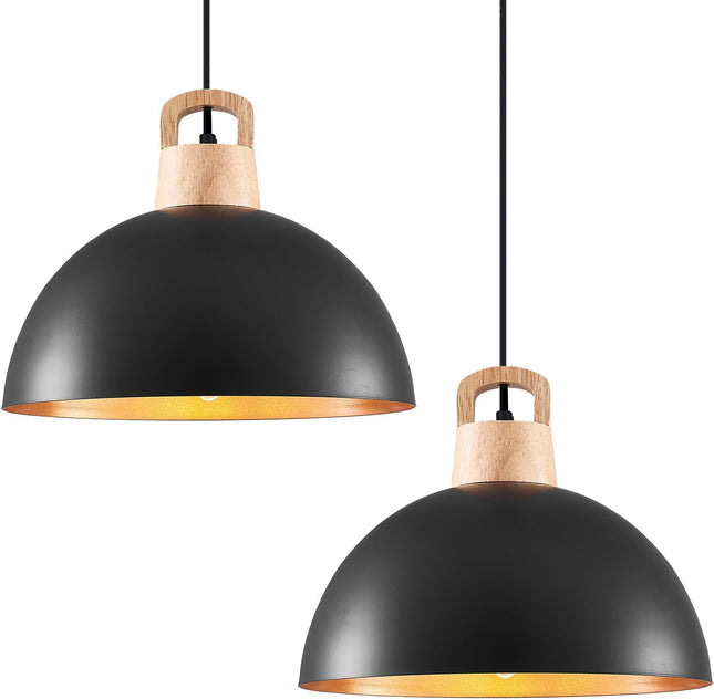 SESIMENT Black Pendant Light 11.8inches 2 Packs, Farmhouse Pendant Light, Indust