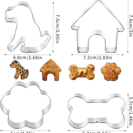 Thinp 4 Pcs Dog Cookie Cutter Set,Including Dog Shaped Cookie Cutters Dog Bone C