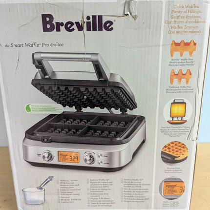 Breville BREBWM640XL 4 Slice Waffle Maker, silver
