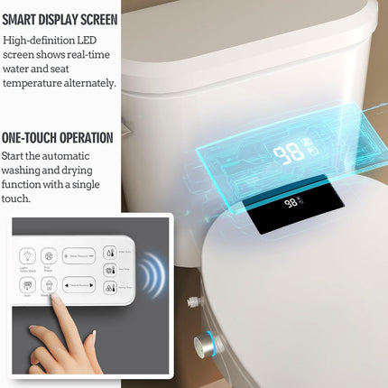 WLJBIDET O80KL Elongated Bidet Toilet Seat with Warm Water Wash & Air Drying, Heated Seat, Remote Control & Nightlight