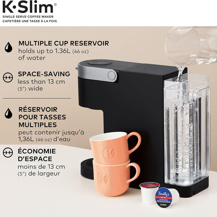 Keurig K-Slim Single Serve K-Cup Pod Coffee Maker with MultiStream Technology, 46 oz Reservoir & 3 Cup Sizes