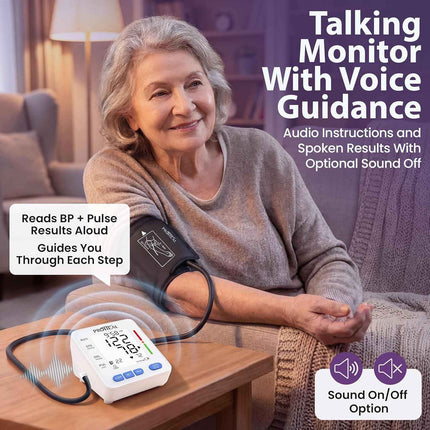 Blood Pressure Monitor for Home Use with Large Upper Arm Cuff - Automatic Talkin