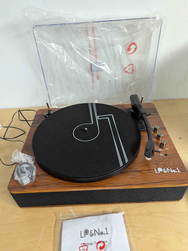 LP&NO.1 Record Player Wireless Turntable with Built-in Speakers and USB Play&Rec