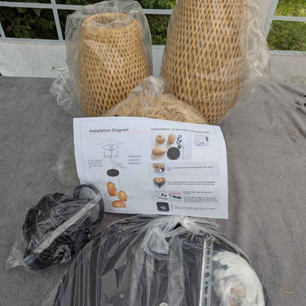 AOODU Rustic Rattan Pendant Light Fixture Farmhouse Bamboo Lighting fixtures 3-L