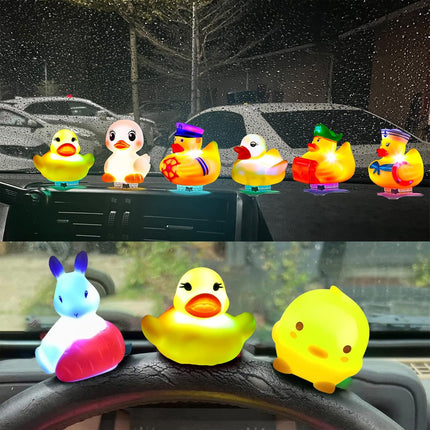 20Pcs LED Light Up Rubber Duck Plug, 16 Colors Changing LED Interior Car Light f