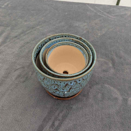 ETGLCOZY Ceramic Planter Pot with Drainage Hole and Saucer, 5.5/5/4.1 inch Flowe