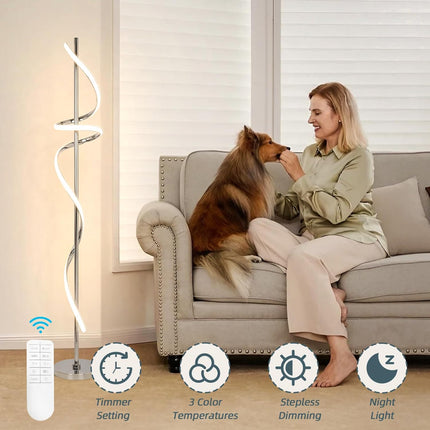 Modern Floor Lamp with Remote Control, Dimmable LED Floor Lamp for Living Room,