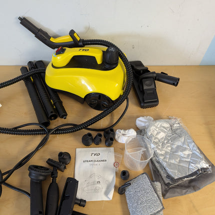 TVD Steam Cleaner for Home, 5-Bar with 1.5L Tank & 26 Accessories, 320°F Chemical-Free Deep Cleaning, 1800W, Yellow